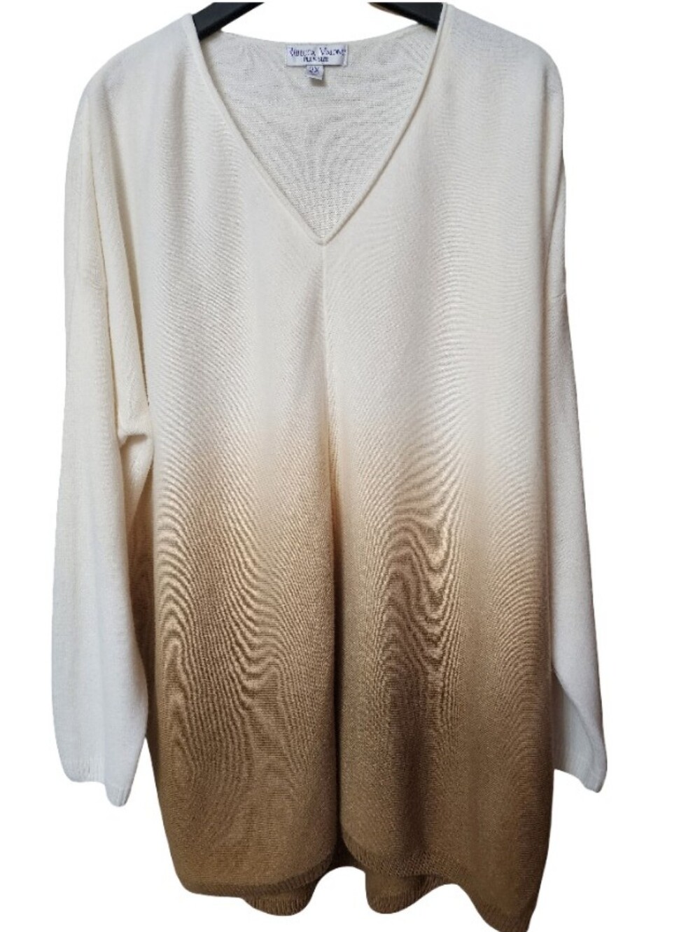 REBECCA MALONE 2X Plus Size Ombre Tunic V-Neck Knit Sweater